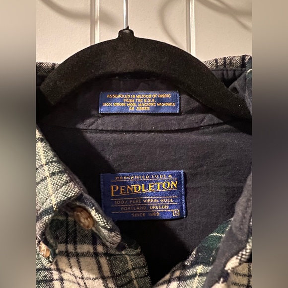 Vintage Pendleton Green Plaid Flannel 100% Wool Sz S - Picture 3 of 3